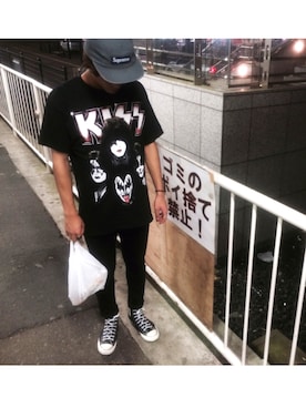 「CONVERSE（コンバース）のCONVERSE / LEA ALL STAR HI（スニーカー、ブラック系）」を使った、RUYUWIKIさん（メンズ）の秋コーディネート