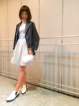 「アイテム（バッグ、ホワイト系）」を使った、kazuki haniokaさん（レディース・165cm）の冬コーディネート