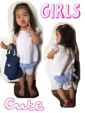 「blue」｜「アイテム（レギンス/スパッツ）」を使った、あいらぶぱぐさん（キッズ・80cm）の春コーディネート