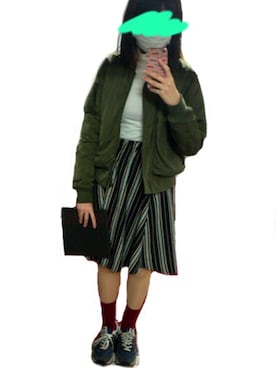 「学校」｜「アイテム（MA-1）」を使った、☀️さん（レディース・166cm）の冬コーディネート