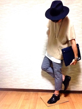 「グレーパンツ」｜かつやさん（メンズ・173cm）の夏コーディネート