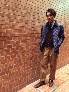 「LAVENHAM」｜「アイテム（その他アウター）」を使った、masakiさん（メンズ・171cm）の冬コーディネート