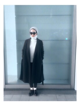 「ヒール×靴下」｜「アイテム（チェスターコート）」を使った、aiさん（レディース・154cm）の冬コーディネート