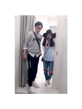 「カップルコーデ」｜aiさん（レディース・154cm）の春コーディネート