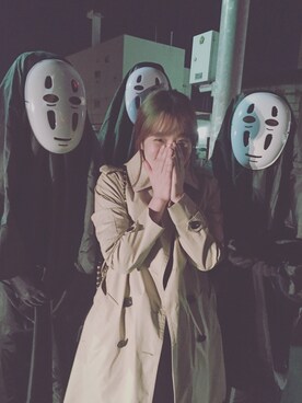 「ハロウィン」｜「アイテム（トレンチコート）」を使った、aiさん（レディース・154cm）の秋コーディネート