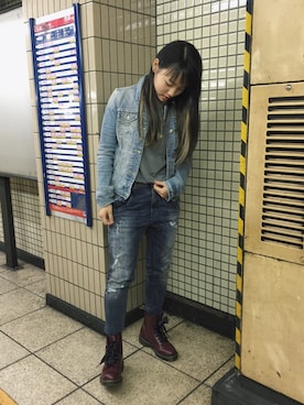 「Abercrombie&Fitch（アバークロンビーアンドフィッチ）のアイテム（デニムジャケット）」を使った、_miteki9815_さん（レディース・160cm）の夏コーディネート