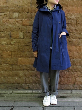「アイテム（その他アウター、ブルー系）」を使った、イリアさん（レディース・157cm）の冬コーディネート