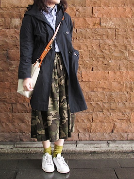 「アイテム（その他アウター、ブルー系）」を使った、イリアさん（レディース・157cm）の冬コーディネート