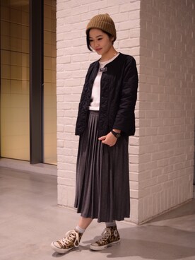 「KIJIMA TAKAYUKI」｜「アイテム（ノーカラージャケット）」を使った、SAYAKAさん（レディース・157cm）の秋コーディネート