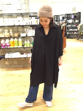 「スキッパーシャツ」｜「アイテム（シャツワンピース）」を使った、SAYAKAさん（レディース・157cm）の秋コーディネート