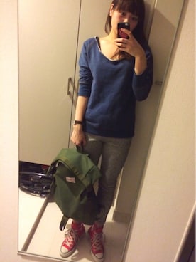 「Whim Gazette（ウィムガゼット）のアイテム（スウェット）」を使った、M.MIKIさん（レディース・161cm）の冬コーディネート