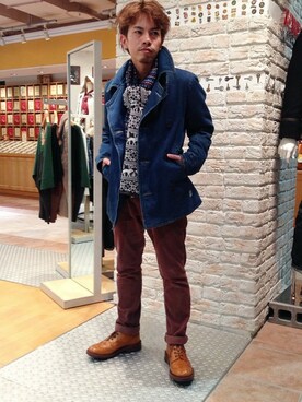 「TYPE BLUE（タイプブルー）のアイテム（ピーコート）」を使った、Unoさん（メンズ・163cm）の冬コーディネート
