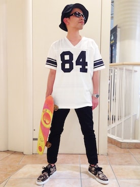 「TYPE BLUE（タイプブルー）のアイテム（Tシャツ/カットソー）」を使った、Unoさん（メンズ・163cm）の春コーディネート