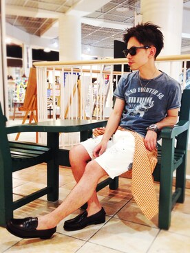 「TYPE BLUE（タイプブルー）のアイテム（Tシャツ/カットソー）」を使った、Unoさん（メンズ・163cm）の夏コーディネート