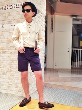 「TYPE BLUE（タイプブルー）のアイテム（帽子）」を使った、Unoさん（メンズ・163cm）の夏コーディネート