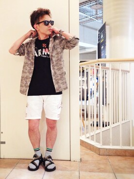 「TYPE BLUE（タイプブルー）のアイテム（Tシャツ/カットソー）」を使った、Unoさん（メンズ・163cm）の夏コーディネート