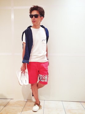 「AVIREX（アヴィレックス）のアイテム（モカシン/デッキシューズ）」を使った、Unoさん（メンズ・163cm）の夏コーディネート