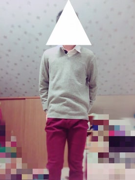 「アイテム（デニムパンツ、レッド系）」を使った、yuuutoさん（メンズ・180cm）の秋コーディネート