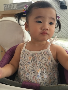 「babyGAP（babyGAP）のアイテム（ワンピース、ホワイト系）」を使った、さくらさん（キッズ・80cm）の夏コーディネート