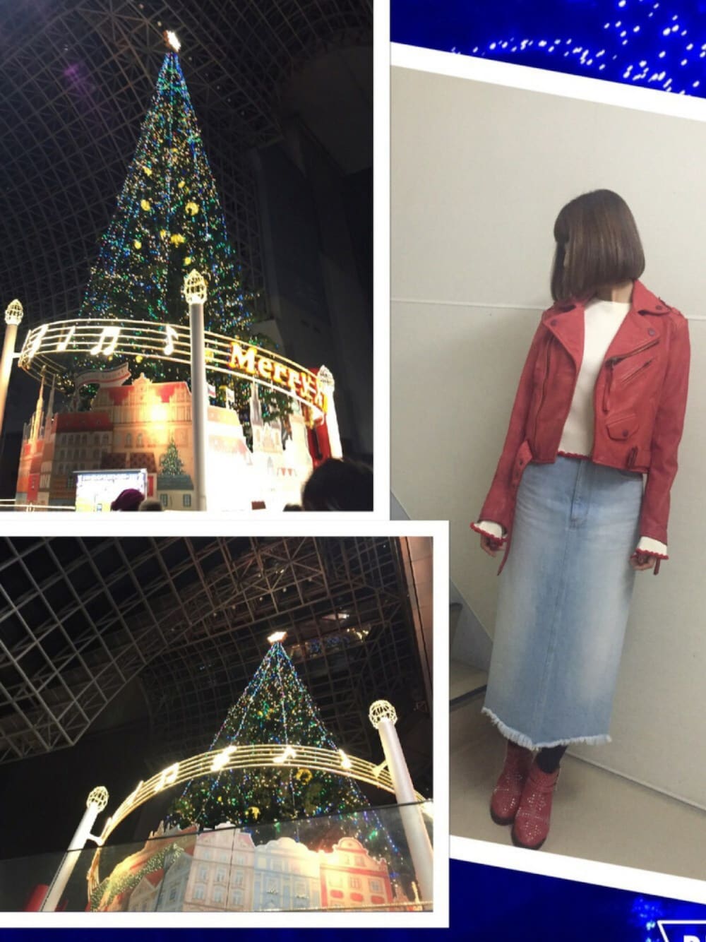 「レッド、大人コーデ、大人カジュアル、クリスマス、ショッピング、休日スタイル、革ジャン、ザラ、ブーツ、オトナ女子」｜「ZARAのアイテム（Tシャツ/カットソー、ホワイト系）」を使った、レタスさん（レディース・160cm）の秋コーディネートの1枚目の写真