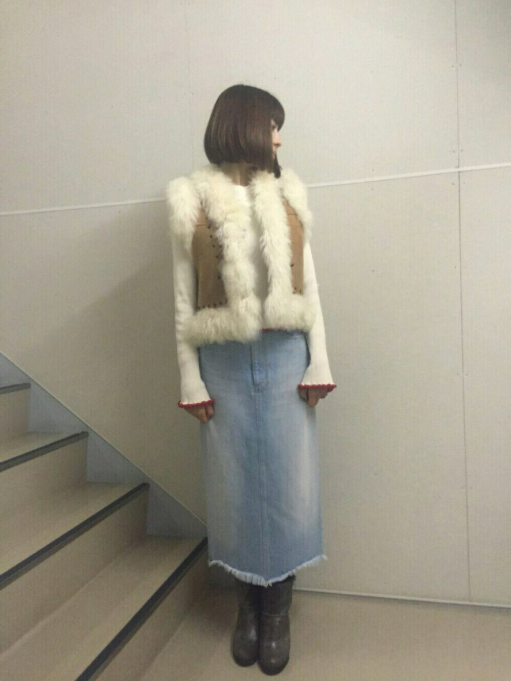 「大人カジュアル、大人コーデ、大人ヤンチャ部、もこもこ、冬、古着、古着コーデ、休日スタイル、クリスマスコーデ、プチプラ」｜「古着のアイテム（その他アウター、その他）」を使った、レタスさん（レディース・160cm）の秋コーディネートの1枚目の写真