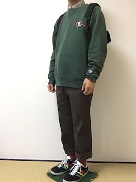 「RED KAP（レッドキャップ）のアイテム（スラックス）」を使った、なめっくさん（メンズ・173cm）の秋コーディネート