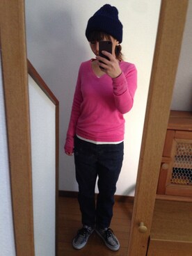 「SMELLY（スメリー）のアイテム（ピアス（両耳用））」を使った、aranonnさん（レディース・153cm）の冬コーディネート