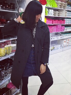 「ZARA（ザラ）のアイテム（スウェット、ホワイト系）」を使った、wwwingMAKさん（レディース・171cm）の冬コーディネート