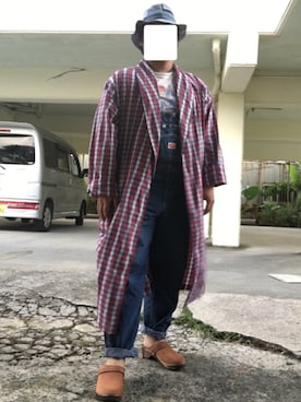 「ガウン」｜「アイテム（オールインワン・サロペット）」を使った、ぜっとんさん（メンズ・167cm）の秋コーディネート