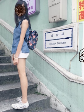 「blue」｜「アイテム（ベスト）」を使った、LBさん（レディース・161cm）の夏コーディネート