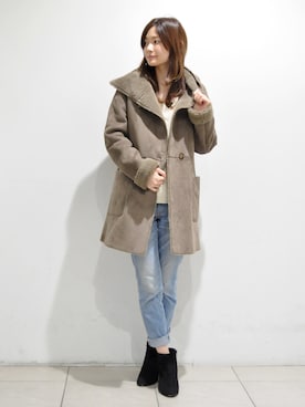 「URBAN RESEARCH」｜「アイテム（ムートンコート）」を使った、kaneharaさん（レディース・165cm）の秋コーディネート