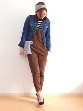 「アイテム（サロペット/オーバーオール、イエロー系）」を使った、★miki★さん（レディース・165cm）の冬コーディネート