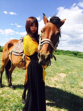 「アイテム（ポンチョ）」を使った、Makiyoさん（レディース・161cm・20代）の冬コーディネート