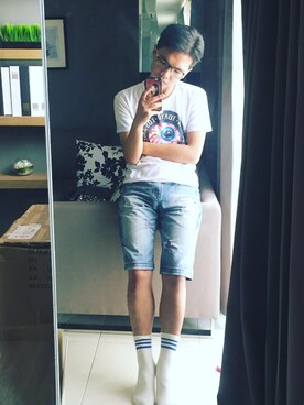 「IMAGE（イマージュ）のアイテム（パンツ）」を使った、Jeff Huangさん（メンズ・170cm）の冬コーディネート