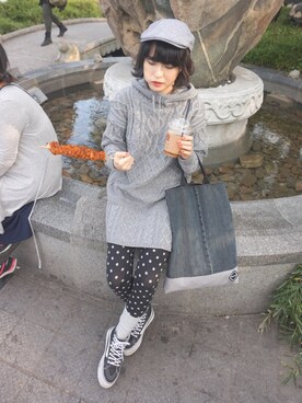 「streetsnap」｜「アイテム（ハンチング/ベレー帽）」を使った、코고꼬さん（レディース・159cm）の秋コーディネート