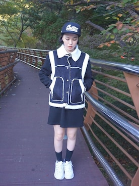 「streetsnap」｜「アイテム（その他アウター）」を使った、코고꼬さん（レディース・159cm）の秋コーディネート