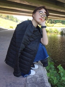 「skirt」｜「アイテム（ワンピース/ドレス）」を使った、코고꼬さん（レディース・159cm）の秋コーディネート