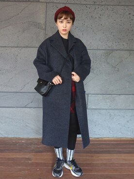 「hat」｜「アイテム（チェスターコート）」を使った、코고꼬さん（レディース・159cm）の秋コーディネート