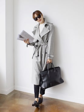 「Saint Laurent」｜「アイテム（トレンチコート）」を使った、K.Jin_FEMINIQUEさん（レディース・167cm）の秋コーディネート