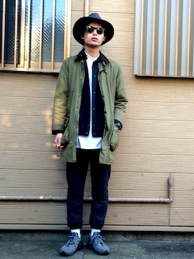 「UNUSED」｜「アイテム（ブルゾン）」を使った、sacaiさん（メンズ・183cm）の冬コーディネート