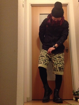 「Ｏ脚」｜「アイテム（ブーツ）」を使った、びーびー☑︎さん（メンズ・167cm）の秋コーディネート