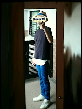 「UNDERCOVER（アンダーカバー）のアイテム（トップス、ブラック系）」を使った、フジワラさん（メンズ・178cm）の夏コーディネート