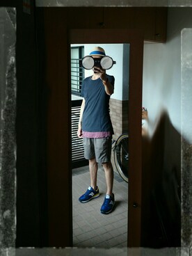 「ACNE（アクネ）のアイテム（トップス、ブラック系）」を使った、フジワラさん（メンズ・178cm）の夏コーディネート