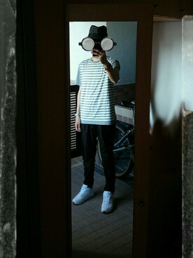「KIJIMA TAKAYUKI（キジマ　タカユキ）のKIJIMA TAKAYUKI　basic paper hat（ハット、ブラック系）」を使った、フジワラさん（メンズ・178cm）の秋コーディネート