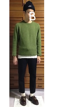 「靴下チラ見せ」｜「アイテム（モカシン/デッキシューズ）」を使った、bara0819さん（メンズ・174cm）の冬コーディネート