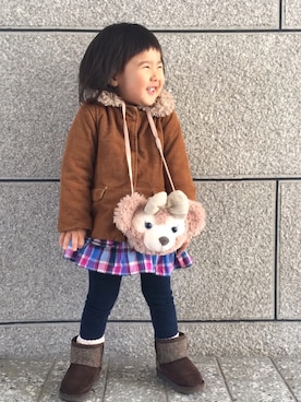 「アイテム（ワンピース/ドレス、ブルー系）」を使った、Hannaさん（キッズ・90cm）の春コーディネート