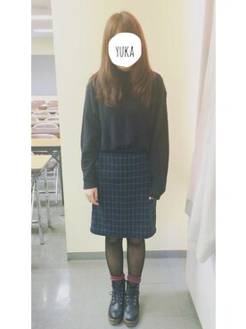 「黒ニット」｜yukaさん（レディース・163cm）の冬コーディネート