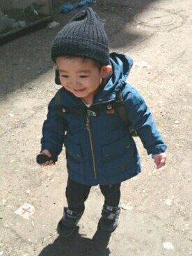 「アイテム（マウンテンパーカー、ブルー系）」を使った、ななさん（キッズ・90cm）の春コーディネート