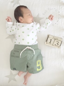 「アイテム（ママ＆ベビー、グリーン系）」を使った、riao✯さん（キッズ・50cm）の夏コーディネート