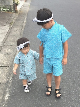 「きょうだい」｜「アイテム（浴衣）」を使った、riao✯さん（キッズ・110cm）の夏コーディネート